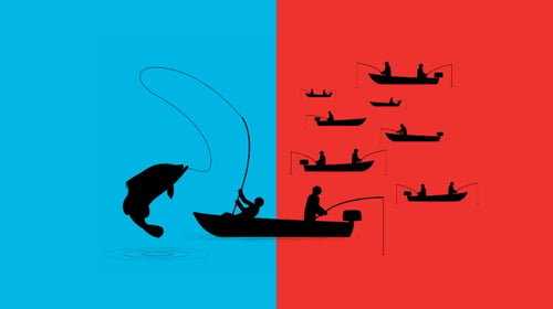 Illustration of Blue Ocean Strategy vs Red Blue Ocean Strategy or blogpost with examples