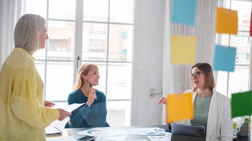 business women carrying out investment and growth tasks for their company. Concept: business, investment, leadership, blogpost about innovation management process
