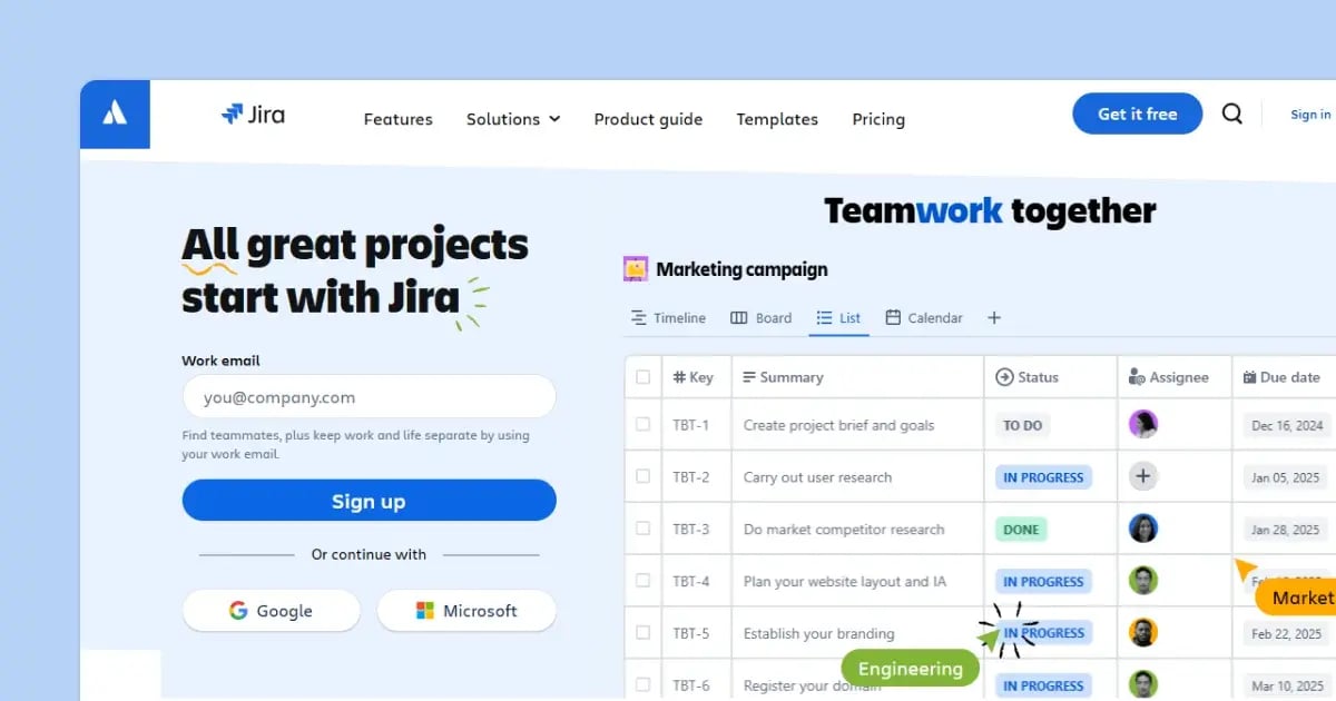 Jira-homepage