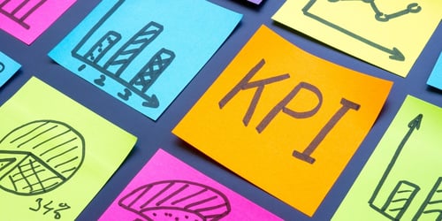 KPI or Key Performance Indicators and stickers with charts and graphs.