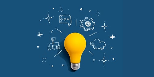 Light bulb with different drawings around it. Blogpost about building a sustained innovation program.