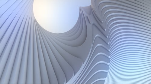 White stripe pattern futuristic background. Blogpost about bottom-up innovation.