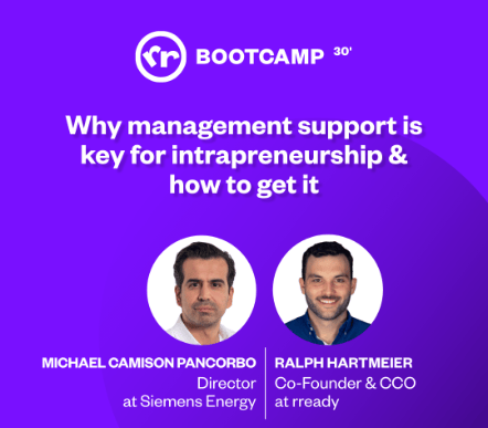 Event banner for webinar about management support for intrapreneurship