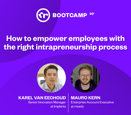 Event banner for webinar about empowering employees with the right intrapreneurship process and tools