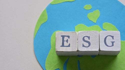 A world with ESG on it which stands for environmental social governance 