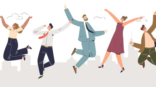 Happy and engaged employees, one of the many intrapreneurship benefits for business.