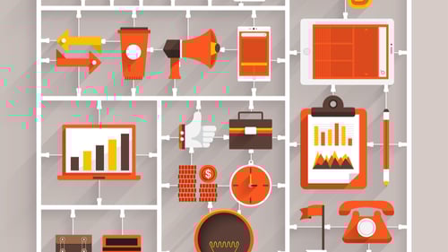 a plastic model building kit features innovation management tools instead of replica parts.