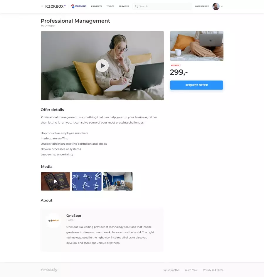 Innovation services marketplace and coaching